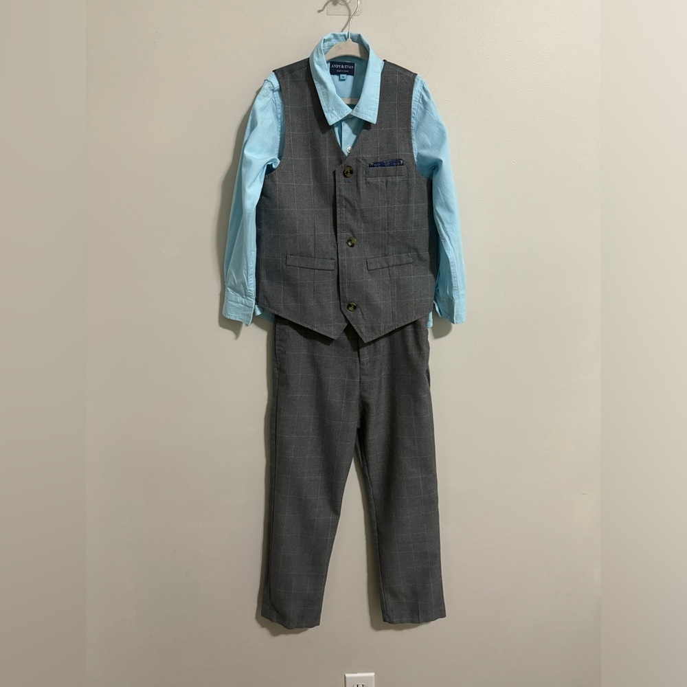 Andy and Evan Boys 3 Piece Formal Suit Set Vest Collared Dress Shirt Pants 6